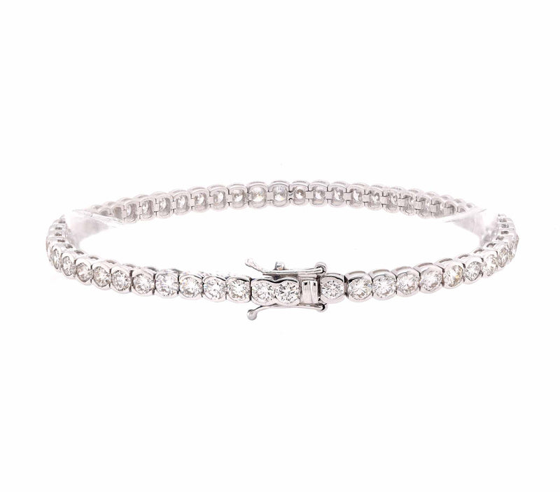 18 Karat White Gold Bezel Set Diamond Tennis Bracelet