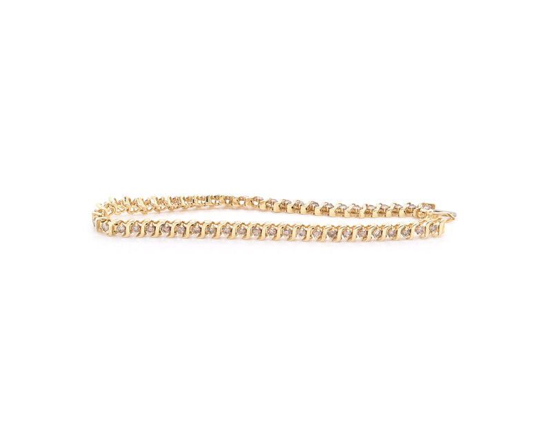 14 Karat Yellow Gold Diamond S Link Tennis Bracelet