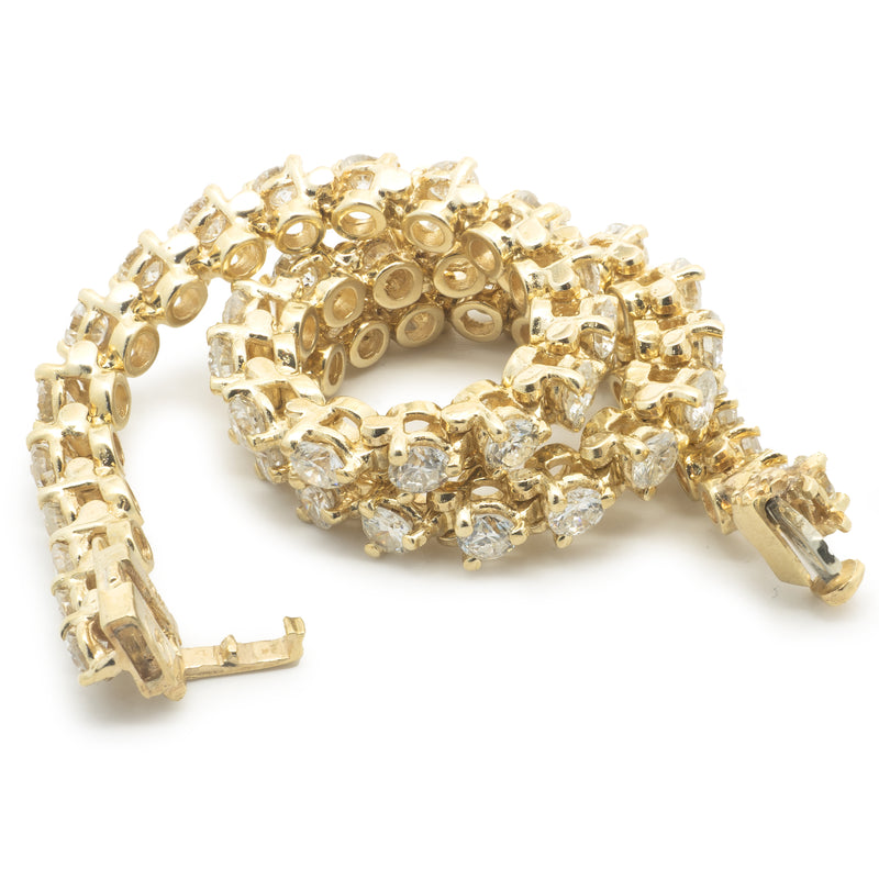 14 Karat Yellow Gold Diamond Tennis Bracelet
