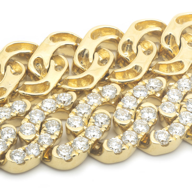 18 Karat Yellow Gold Diamond Cuban Link Bracelet
