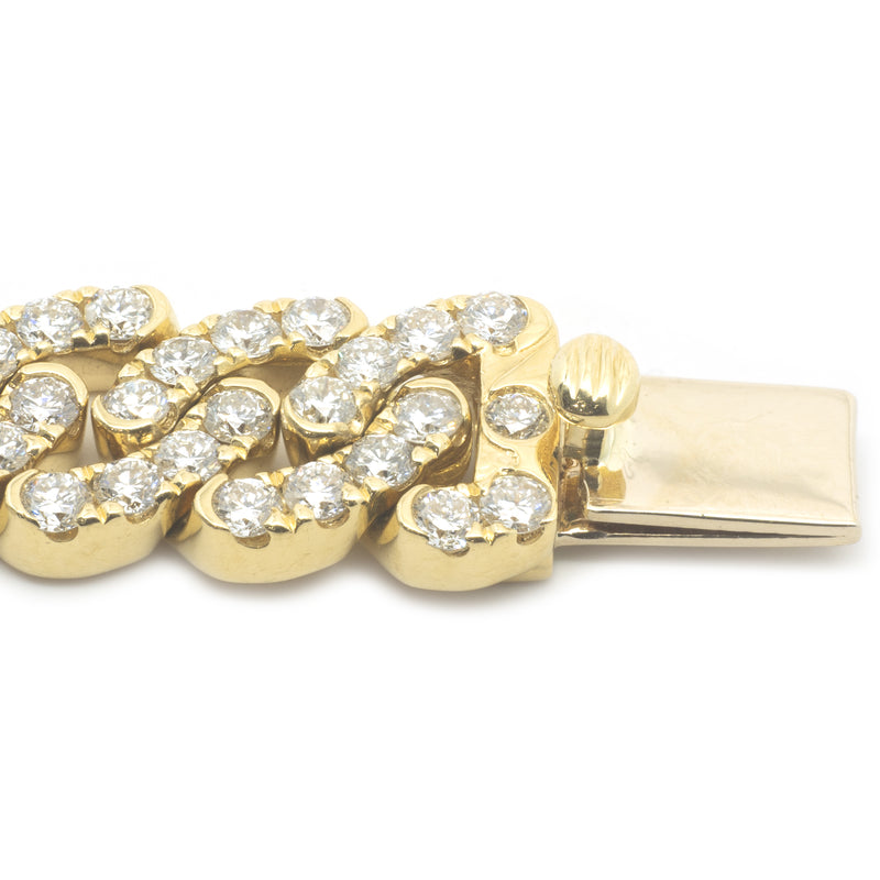 18 Karat Yellow Gold Diamond Cuban Link Bracelet