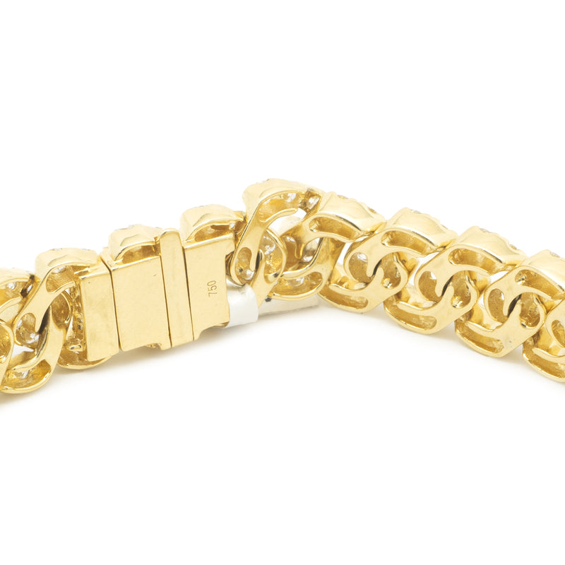 18 Karat Yellow Gold Diamond Cuban Link Bracelet