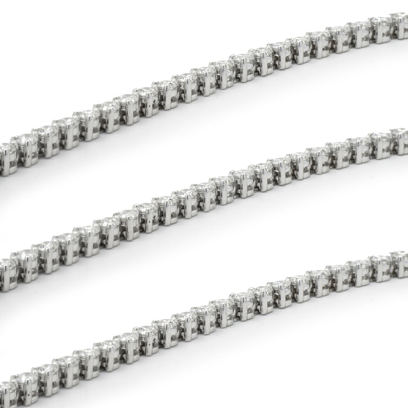14 Karat White Gold Three Prong Diamond Tennis Bracelet