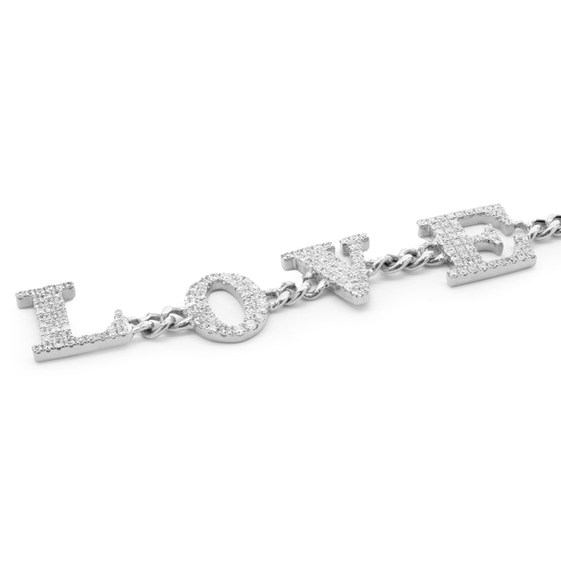 18 Karat White Gold Pave Diamond LOVE Bracelet