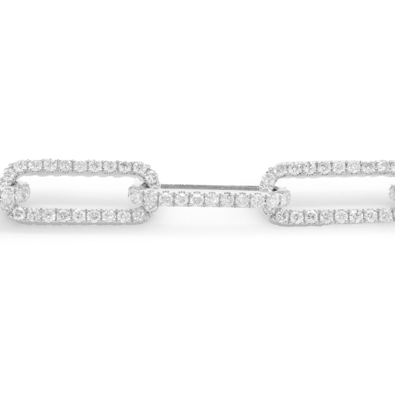 18 Karat White Gold Diamond Paperclip Link Bracelet
