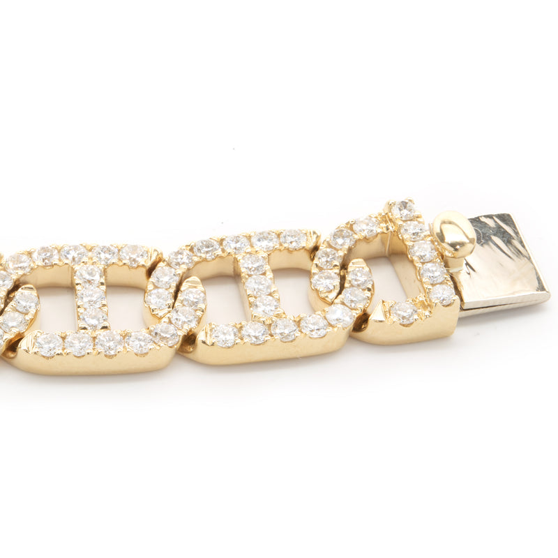 18 Karat Yellow Gold Pave Diamond Gucci Link Bracelet