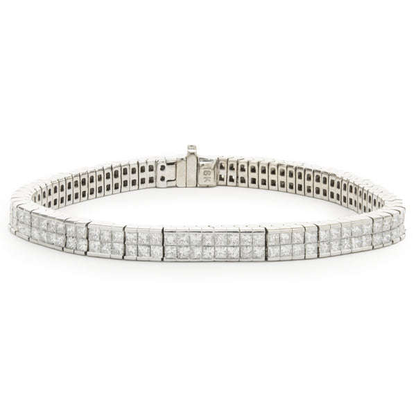 Platinum Invisible Set Diamond Tennis Bracelet