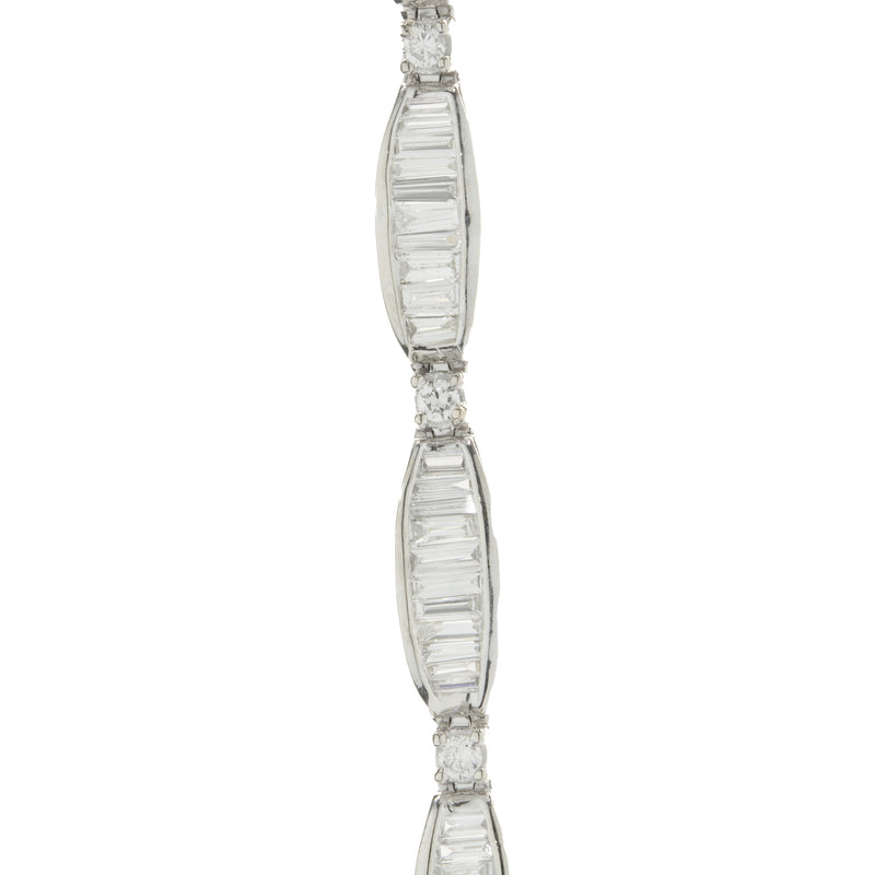 14 Karat White Gold Channel Set Baguette Diamond Link Bracelet