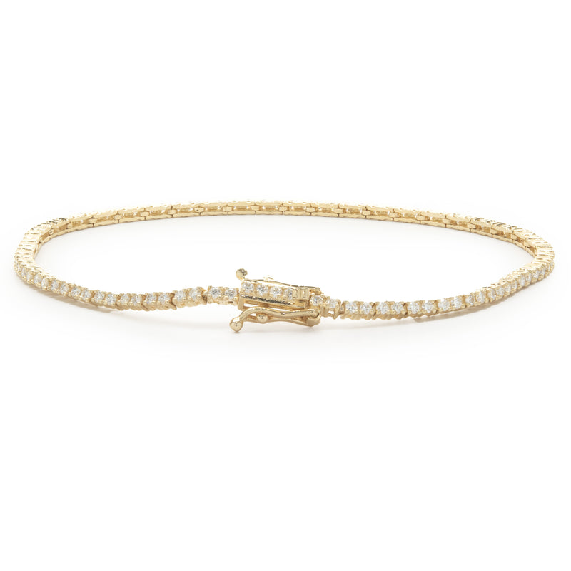 14 Karat Yellow Gold Diamond Tennis Bracelet