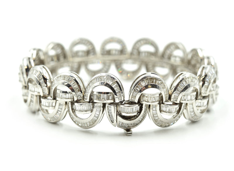 Baguette Diamond 15.00 Carats Bracelet 18k White Gold