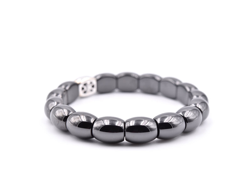 Black Ceramic and 18k White Gold Station Bracelet