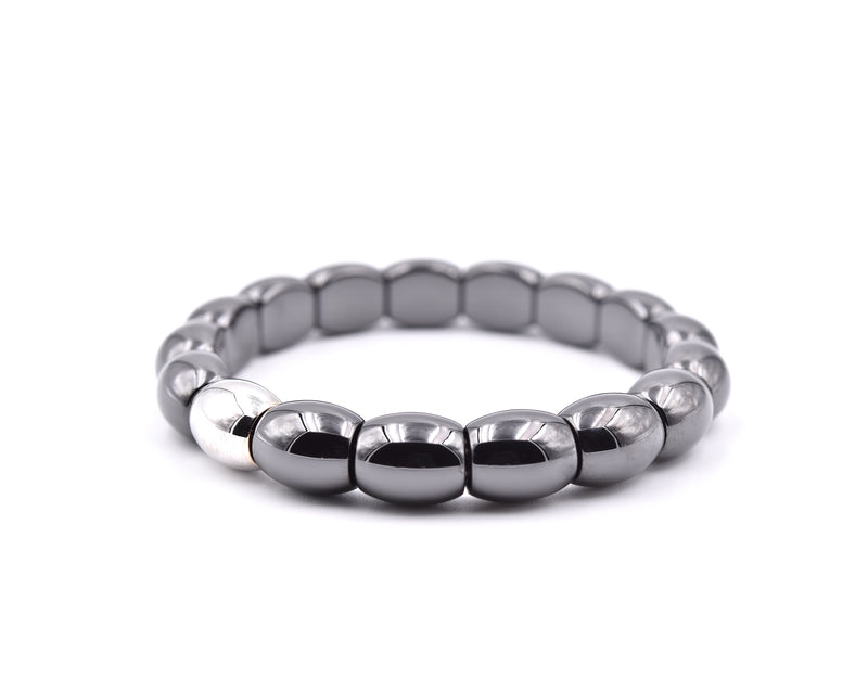 Black Ceramic and 18k White Gold Station Bracelet
