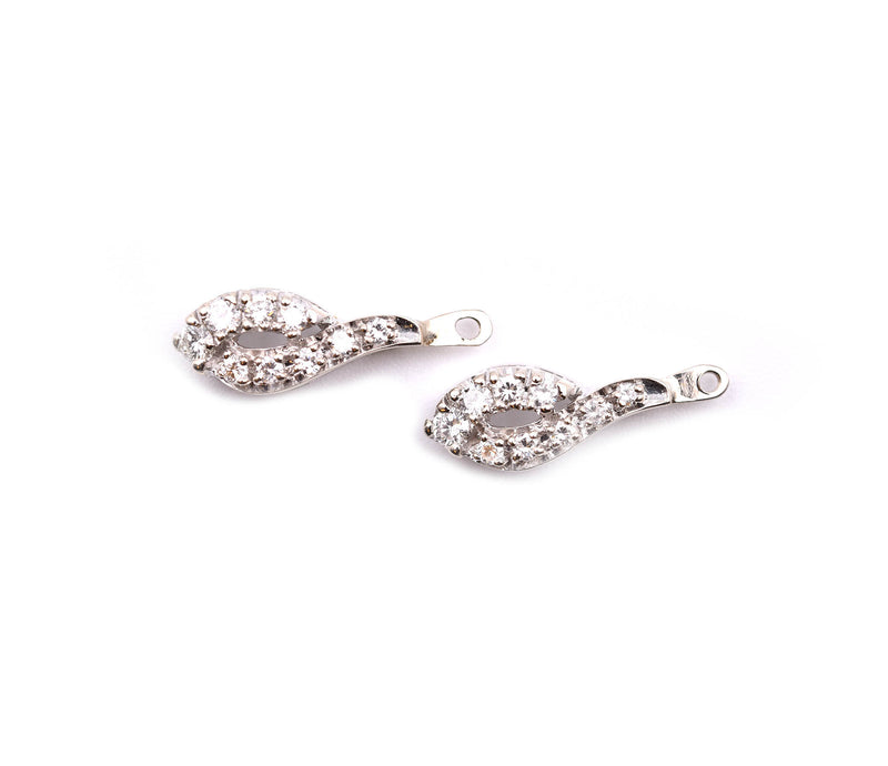14k White Gold Diamond Earring Enhancers