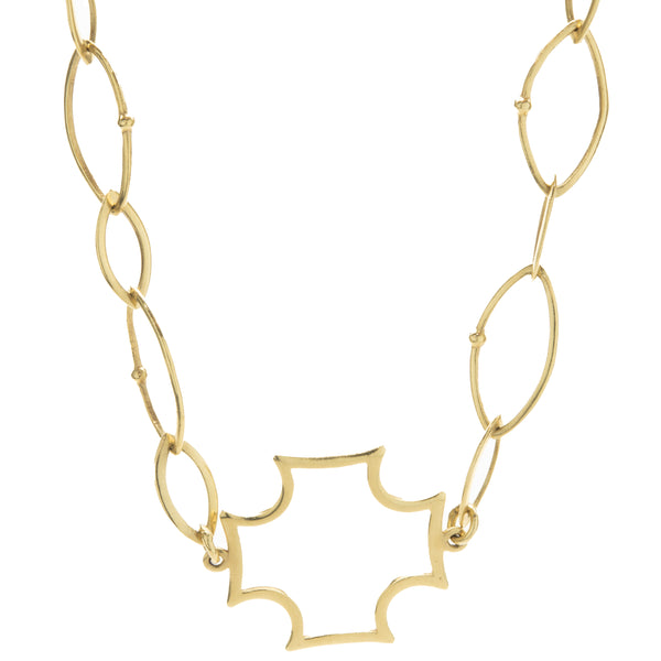 Elizabeth Showers 40 Inch Maltese Cross Handmade Necklace 18k Yellow Gold