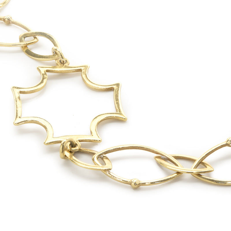 Elizabeth Showers 40 Inch Maltese Cross Handmade Necklace 18k Yellow Gold