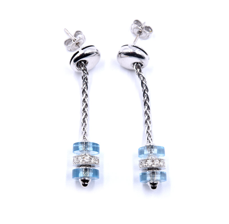 Garrard Regal 18k White Gold Diamond and Aquamarine Earrings