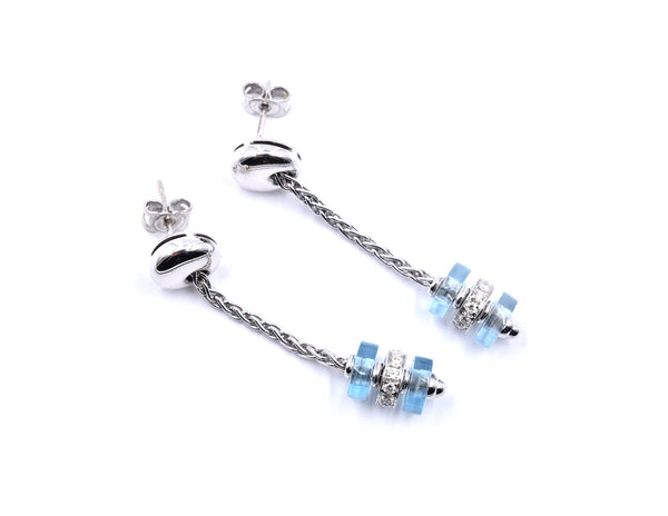 Garrard Regal 18k White Gold Diamond and Aquamarine Earrings