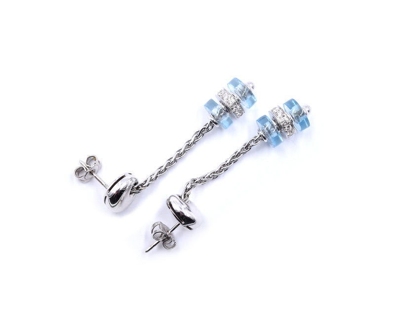 Garrard Regal 18k White Gold Diamond and Aquamarine Earrings