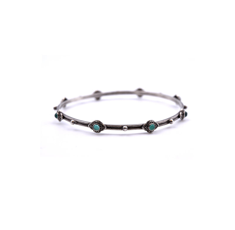 Armenta New World Sterling Silver and Malachite Bangle