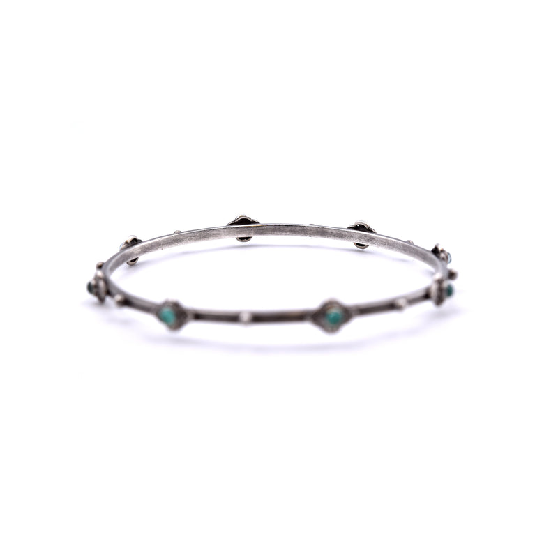 Armenta New World Sterling Silver and Malachite Bangle