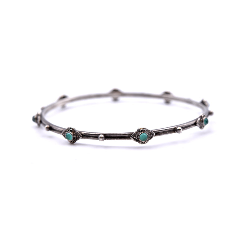 Armenta New World Sterling Silver and Malachite Bangle