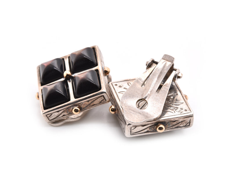 Stephen Dweck 18k Yellow Gold and Sterling Silver Mother-of-Pearl Clip-On Earrings