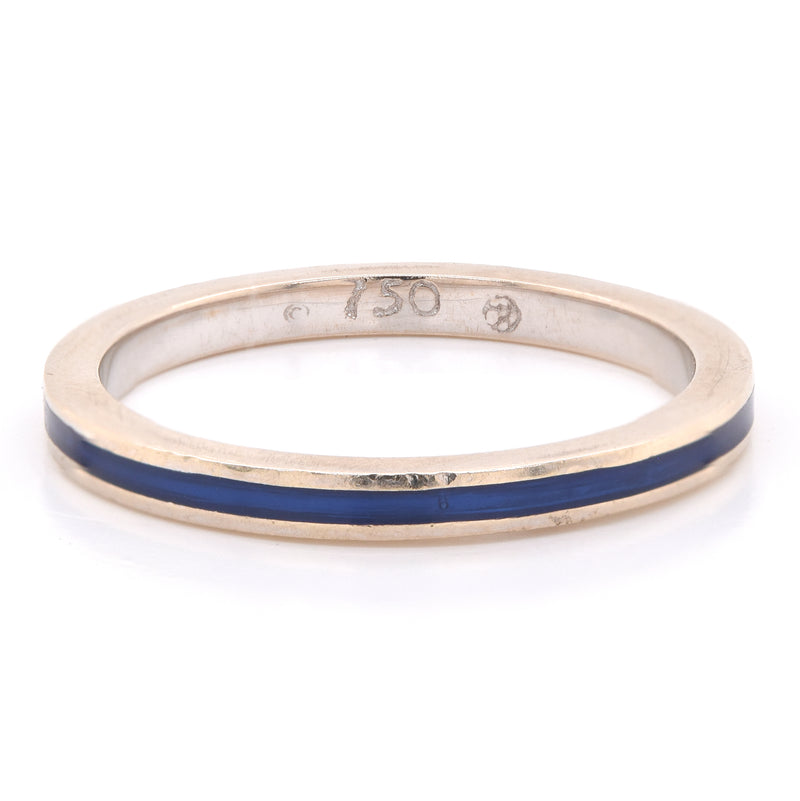Hidalgo 18k White Gold Blue Enamel Band