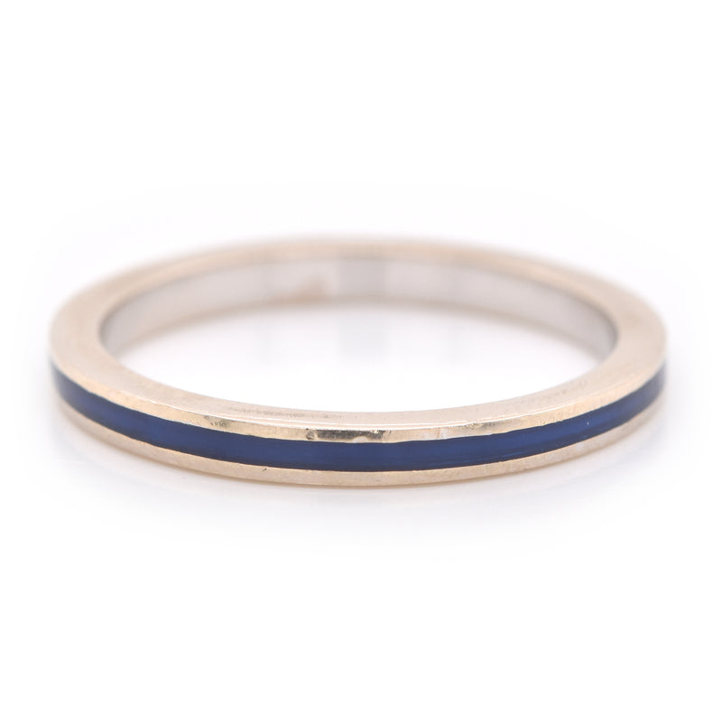 Hidalgo 18k White Gold Blue Enamel Band