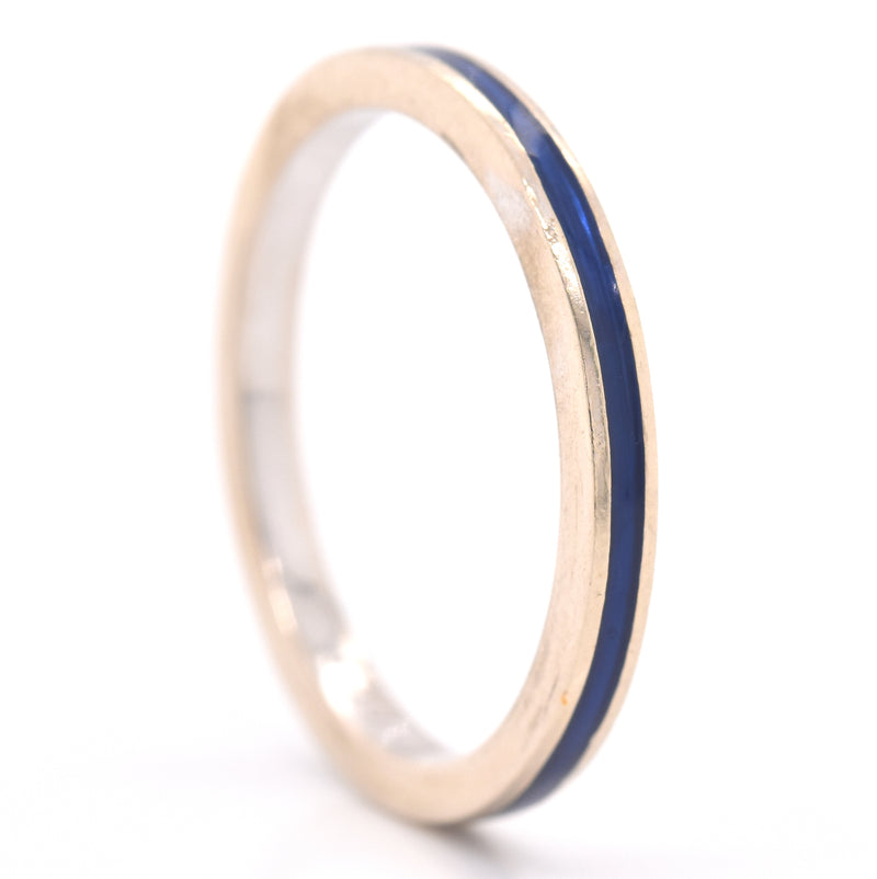 Hidalgo 18k White Gold Blue Enamel Band