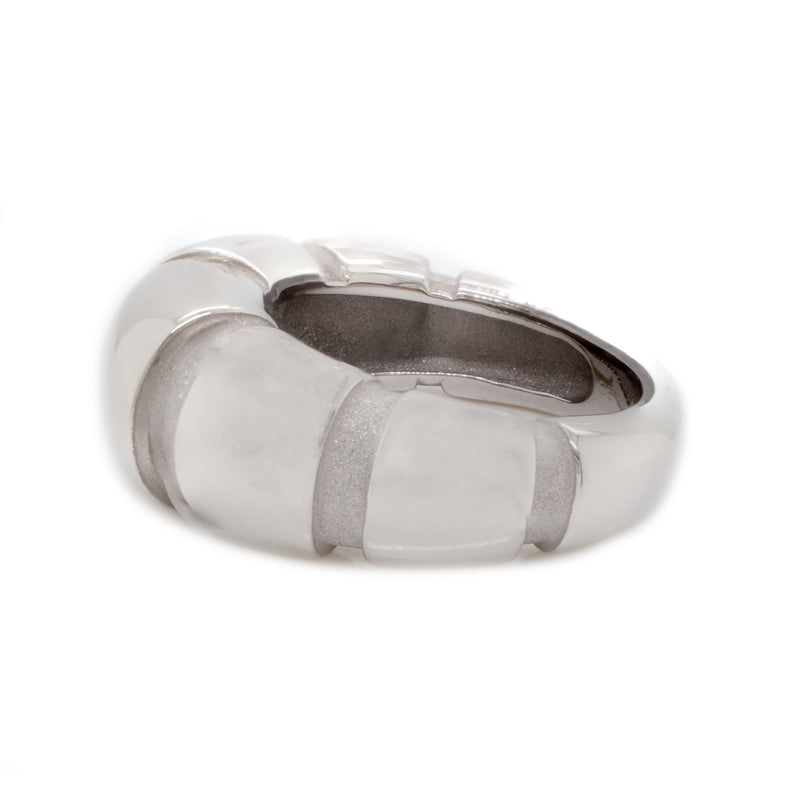 Mauboussin 18 Karat White Gold Ribbed Dome Ring