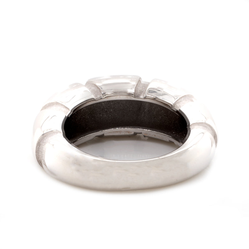 Mauboussin 18 Karat White Gold Ribbed Dome Ring