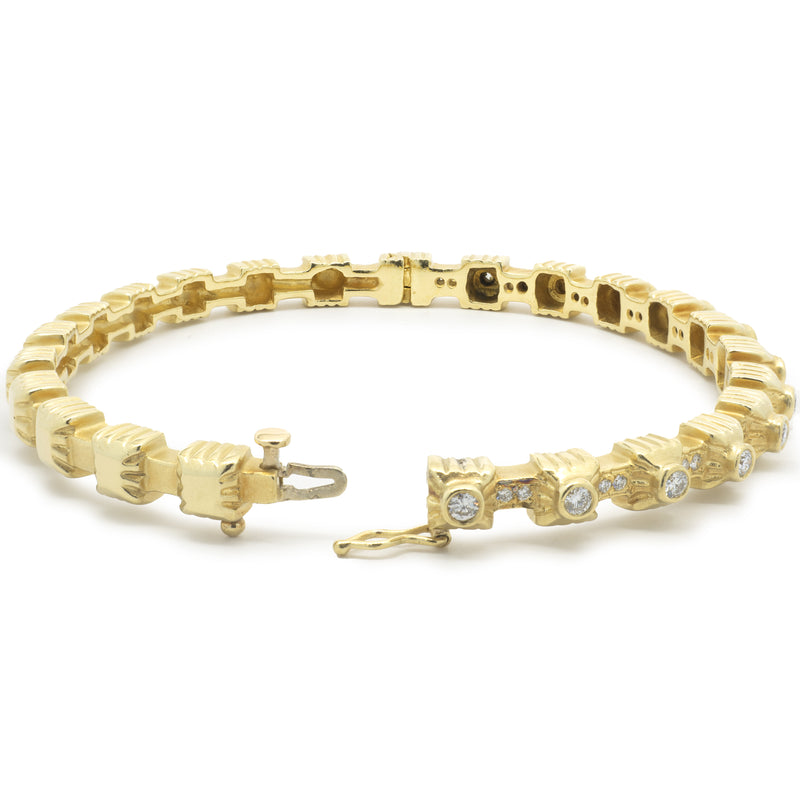 Doris Panos 18 Karat Yellow Gold Diamond Bangle Bracelet