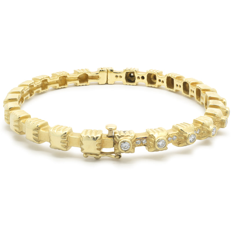 Doris Panos 18 Karat Yellow Gold Diamond Bangle Bracelet