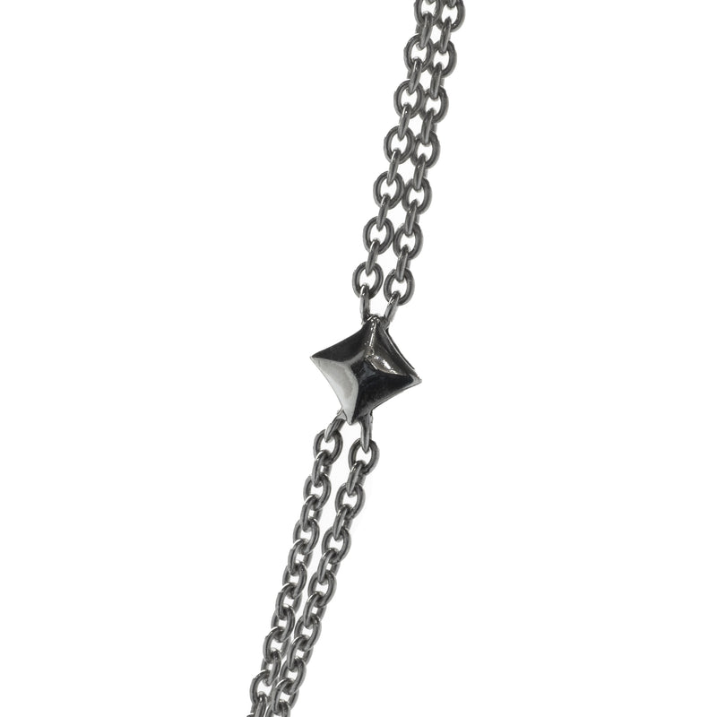 Hera Sterling Silver and 18 Karat Rose Gold Station Necklace with Diamond Leaf Ball