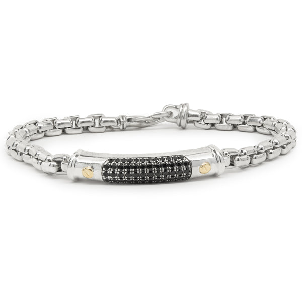 Effy Sterling Silver and 14 Karat Yellow Gold Black Spinel Bracelet