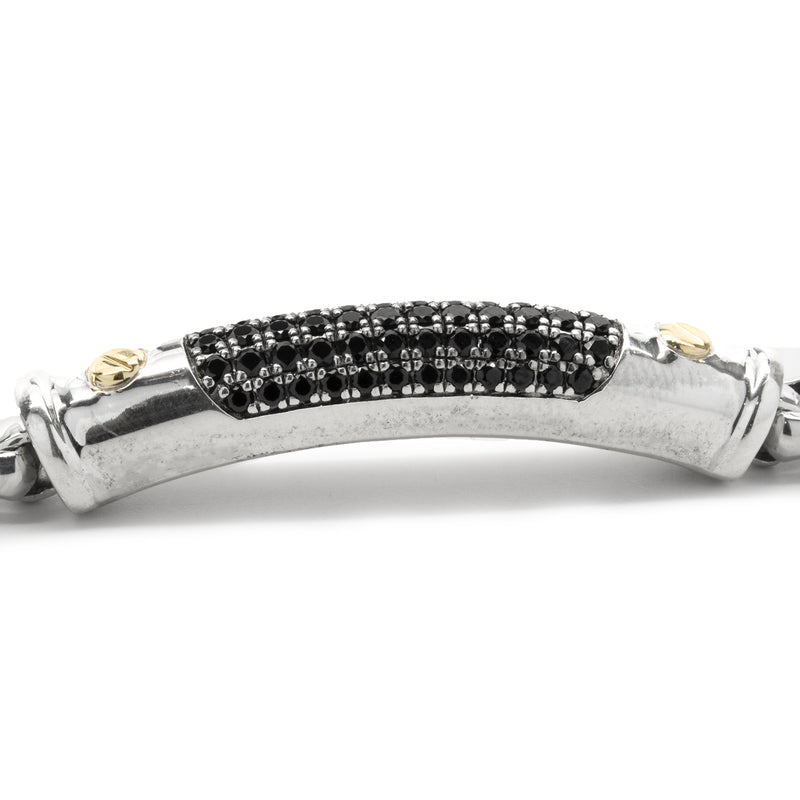 Effy Sterling Silver and 14 Karat Yellow Gold Black Spinel Bracelet