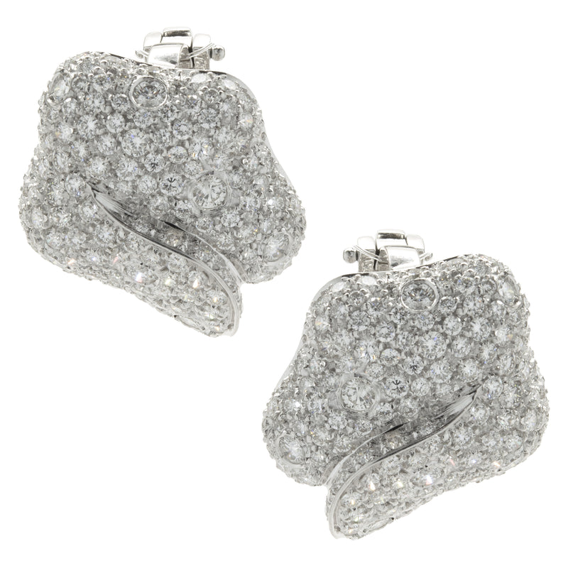 Hans Krieger 18 Karat White Gold Pave Diamond Wrap Earrings