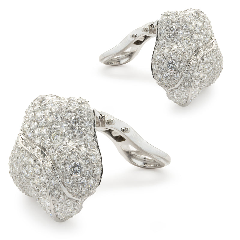 Hans Krieger 18 Karat White Gold Pave Diamond Wrap Earrings