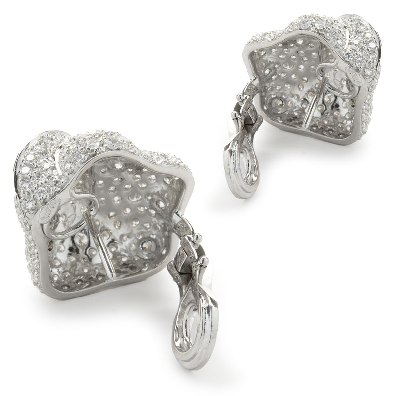 Hans Krieger 18 Karat White Gold Pave Diamond Wrap Earrings