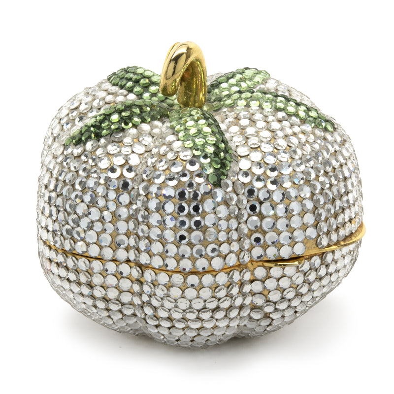 Judith Leiber Clear and Green Crystal Pumpkin Case