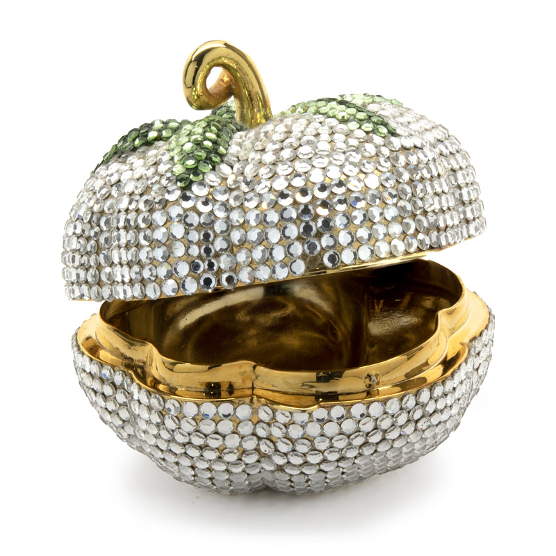 Judith Leiber Clear and Green Crystal Pumpkin Case