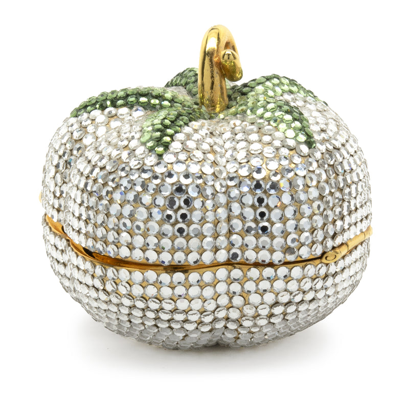 Judith Leiber Clear and Green Crystal Pumpkin Case