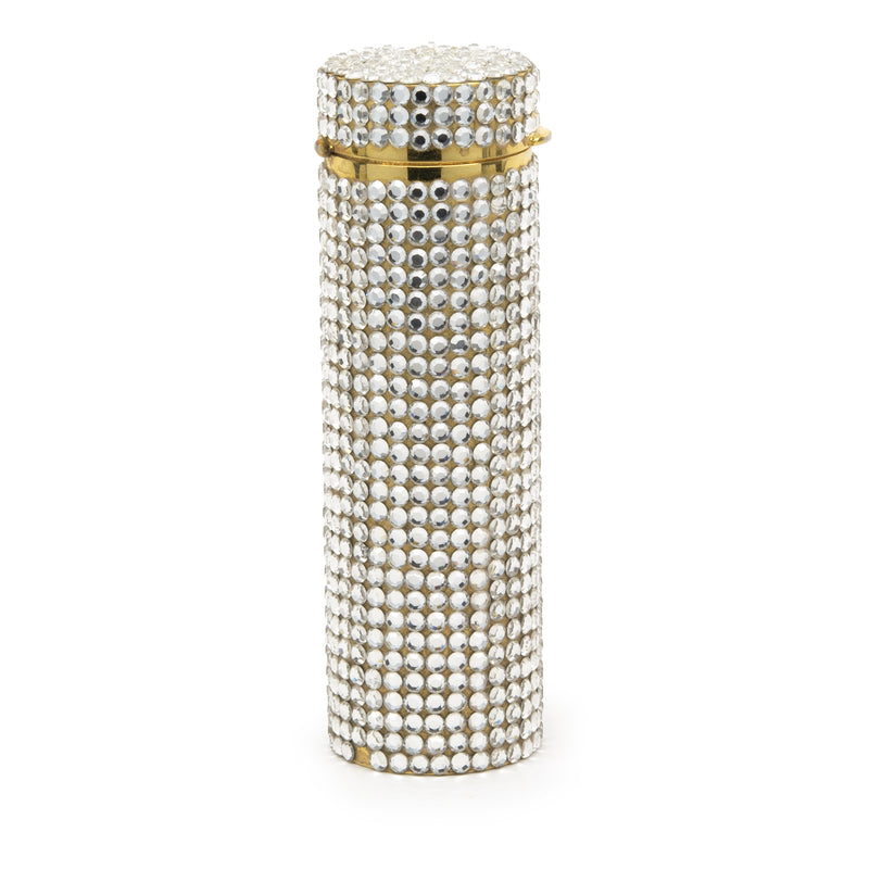 Judith Leiber Gold Tone Steel Crystal Cylinder Case