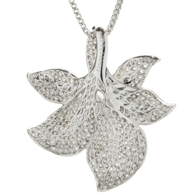 Kat Florence 18 Karat White Gold Pave Diamond Orchid Necklace