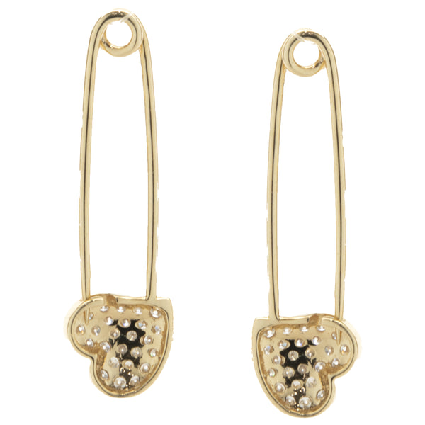 Sonia B. 14 Karat Yellow Gold Pave Diamond Heart Safety Pin