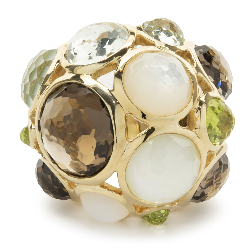 Ippolita 18 Karat Yellow Gold Bezel Set Multi Gemstone Dome Ring