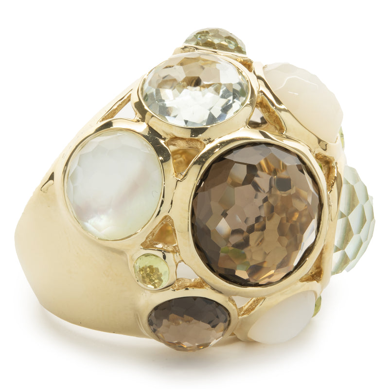 Ippolita 18 Karat Yellow Gold Bezel Set Multi Gemstone Dome Ring