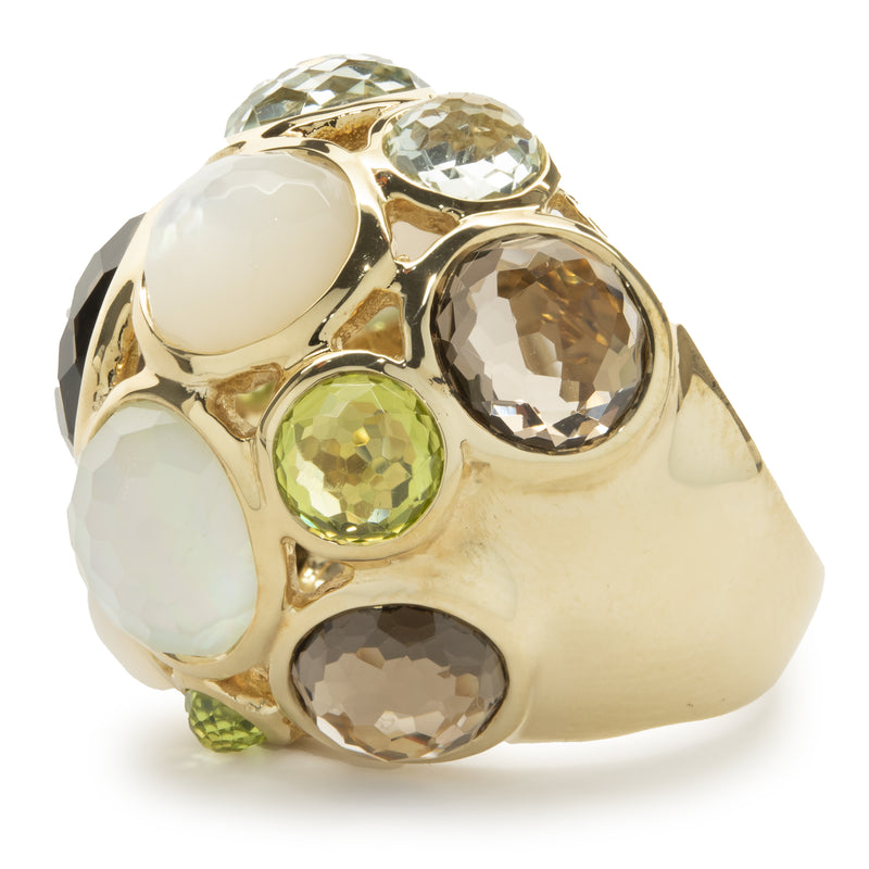 Ippolita 18 Karat Yellow Gold Bezel Set Multi Gemstone Dome Ring