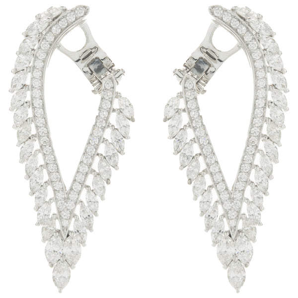 Kat Florence 18 Karat White Gold Diamond Wing Earrings