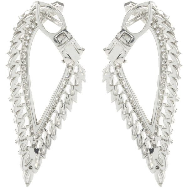 Kat Florence 18 Karat White Gold Diamond Wing Earrings